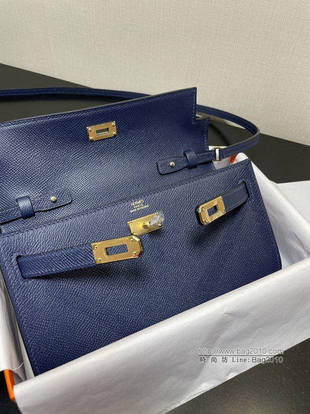Hermes女包 愛馬仕Kelly woc小挎包 寶藍epsom皮凱麗斜挎包  tdh2315